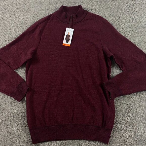 NWT Robert Graham 1/4 Zip Sweater Men's XXL Red Cotton Pullover 2XL - Picture 3 of 9